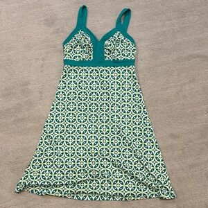 Patagonia Teal, White and Yellow Geometric Midi Dress